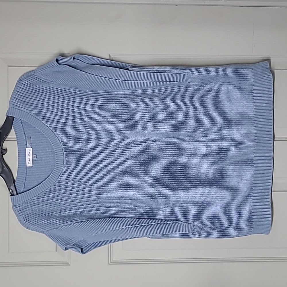 Calvin Klein Baby Blue Relaxed Ribbed Cotton Crewneck Vest XL EUC